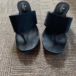 Black wedge heel sandal